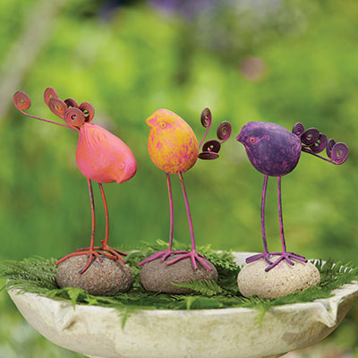 BIRD ON RIVER STONE - SET OF 3